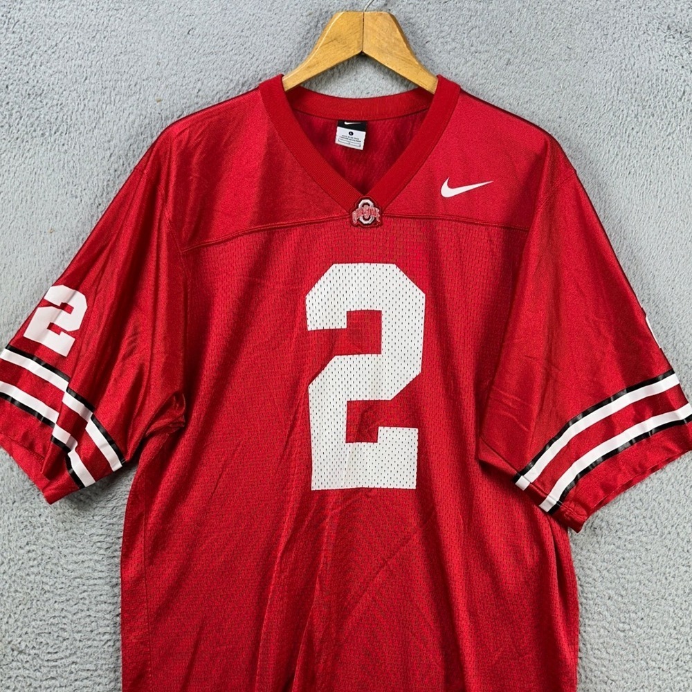 VINTAGE Ohio State Buckeyes Shirt Jersey Mens Large Red Short Sleeve V-Neck Nike